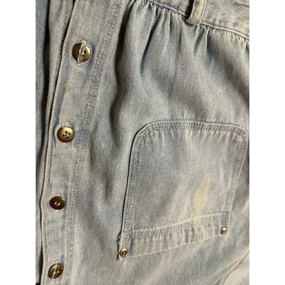 VTG AMI 90s Western Wear Med Wash Denim Short Sleeve Mini Dress Cotton Size 10 - Picture 14 of 15